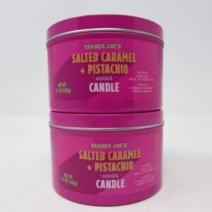 Trader Joe's Candles. Lot of 2, Salted Carmel Pistachio Scented Candles. BNWT